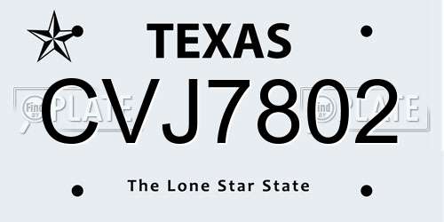 CVJ7802 Texas License Plate