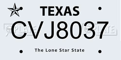 CVJ8037 Texas License Plate