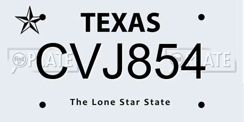 CVJ854 Texas License Plate