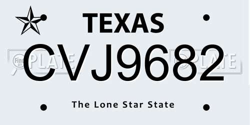 CVJ9682 Texas License Plate