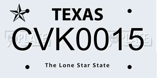 CVK0015 Texas License Plate