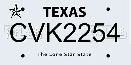 CVK2254 Texas License Plate