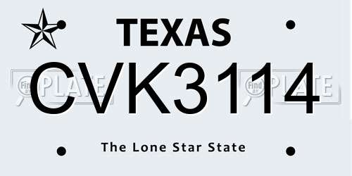 CVK3114 Texas License Plate