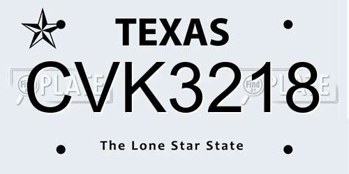 CVK3218 Texas License Plate