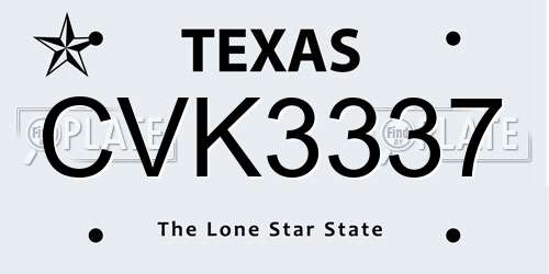 CVK3337 Texas License Plate