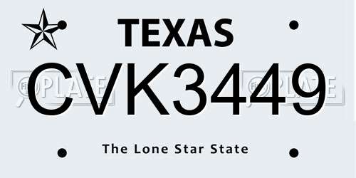 CVK3449 Texas License Plate