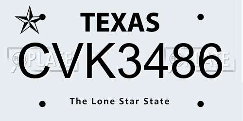 CVK3486 Texas License Plate