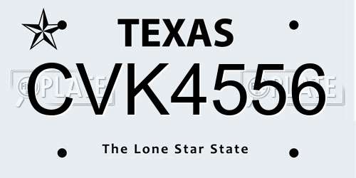 CVK4556 Texas License Plate