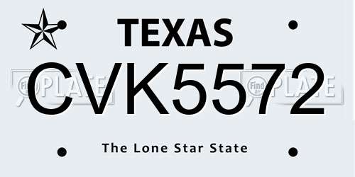 CVK5572 Texas License Plate