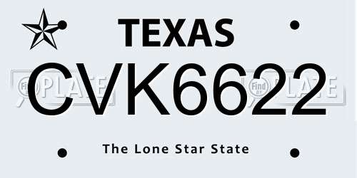 CVK6622 Texas License Plate