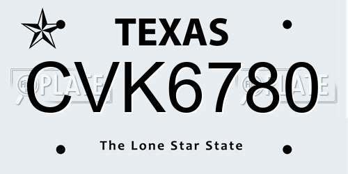 CVK6780 Texas License Plate