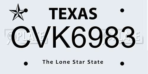 CVK6983 Texas License Plate