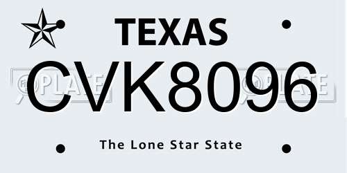 CVK8096 Texas License Plate