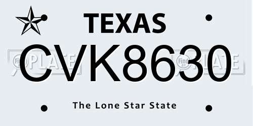 CVK8630 Texas License Plate