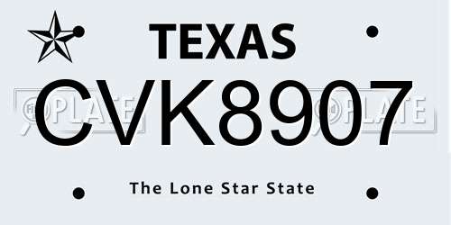 CVK8907 Texas License Plate