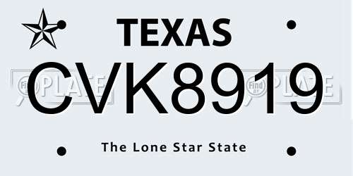 CVK8919 Texas License Plate