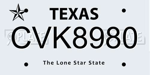 CVK8980 Texas License Plate