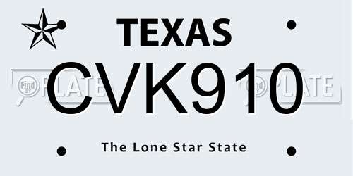 CVK910 Texas License Plate