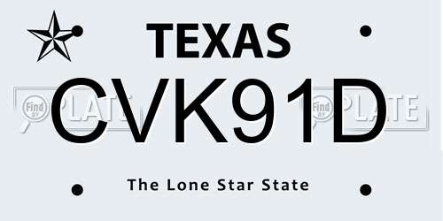 CVK91D Texas License Plate