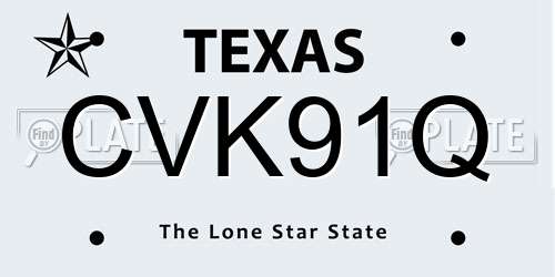 CVK91Q Texas License Plate