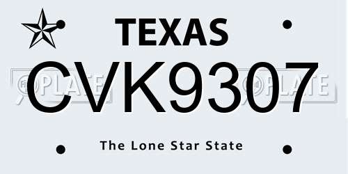 CVK9307 Texas License Plate