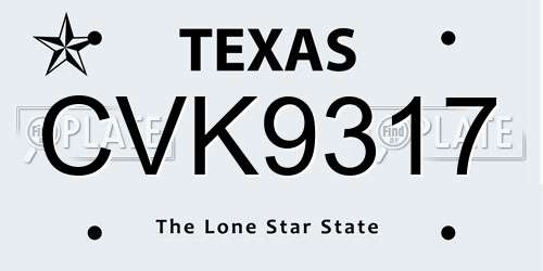 CVK9317 Texas License Plate