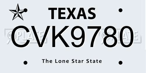 CVK9780 Texas License Plate
