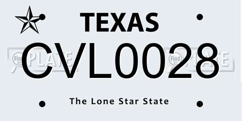 CVL0028 Texas License Plate