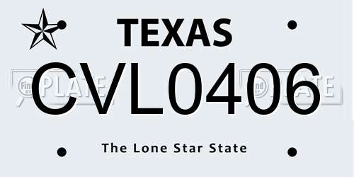 CVL0406 Texas License Plate