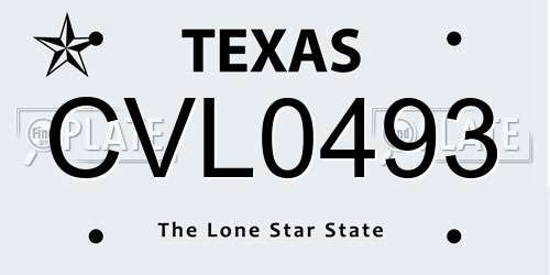 CVL0493 Texas License Plate