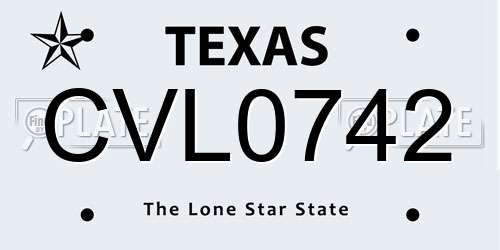 CVL0742 Texas License Plate