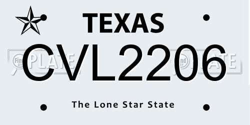CVL2206 Texas License Plate