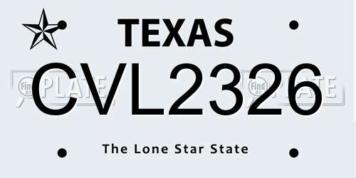 CVL2326 Texas License Plate