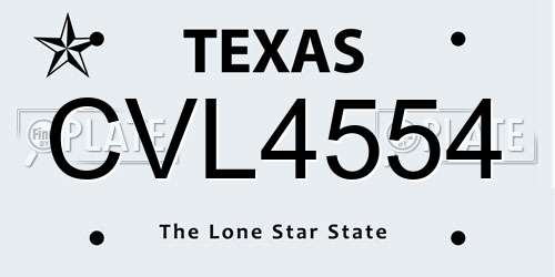 CVL4554 Texas License Plate