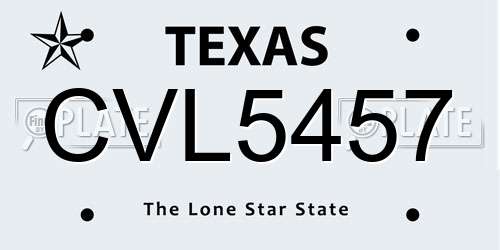 CVL5457 Texas License Plate