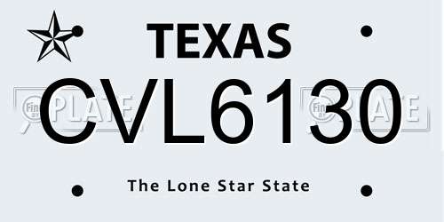 CVL6130 Texas License Plate