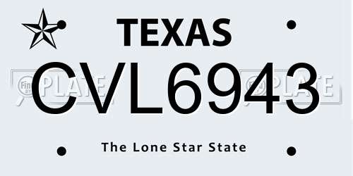 CVL6943 Texas License Plate