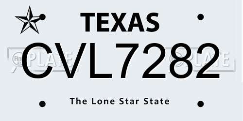 CVL7282 Texas License Plate