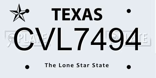 CVL7494 Texas License Plate