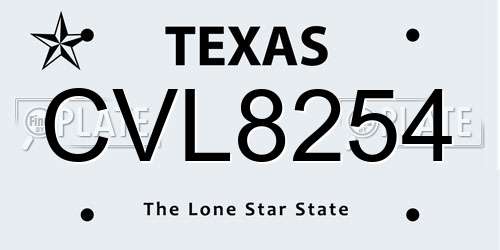 CVL8254 Texas License Plate