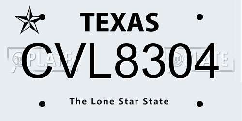 CVL8304 Texas License Plate