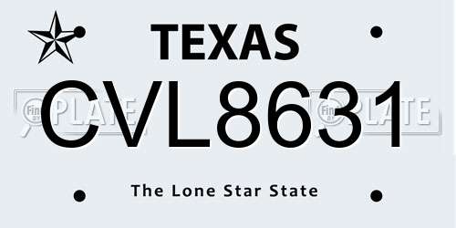 CVL8631 Texas License Plate