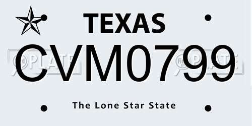 CVM0799 Texas License Plate