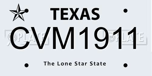 CVM1911 Texas License Plate