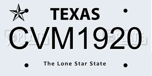 CVM1920 Texas License Plate