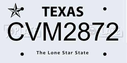 CVM2872 Texas License Plate