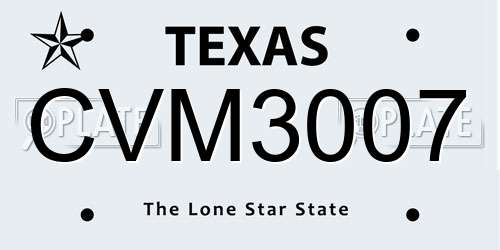 CVM3007 Texas License Plate
