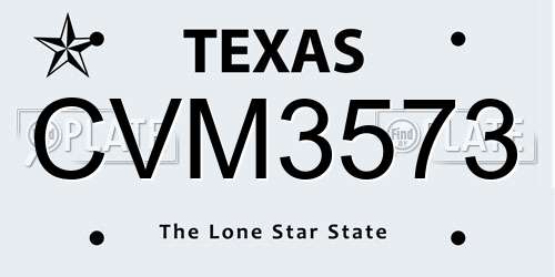 CVM3573 Texas License Plate