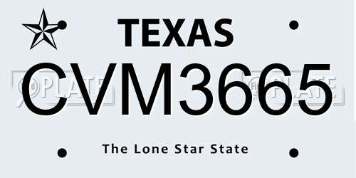 CVM3665 Texas License Plate