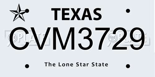 CVM3729 Texas License Plate
